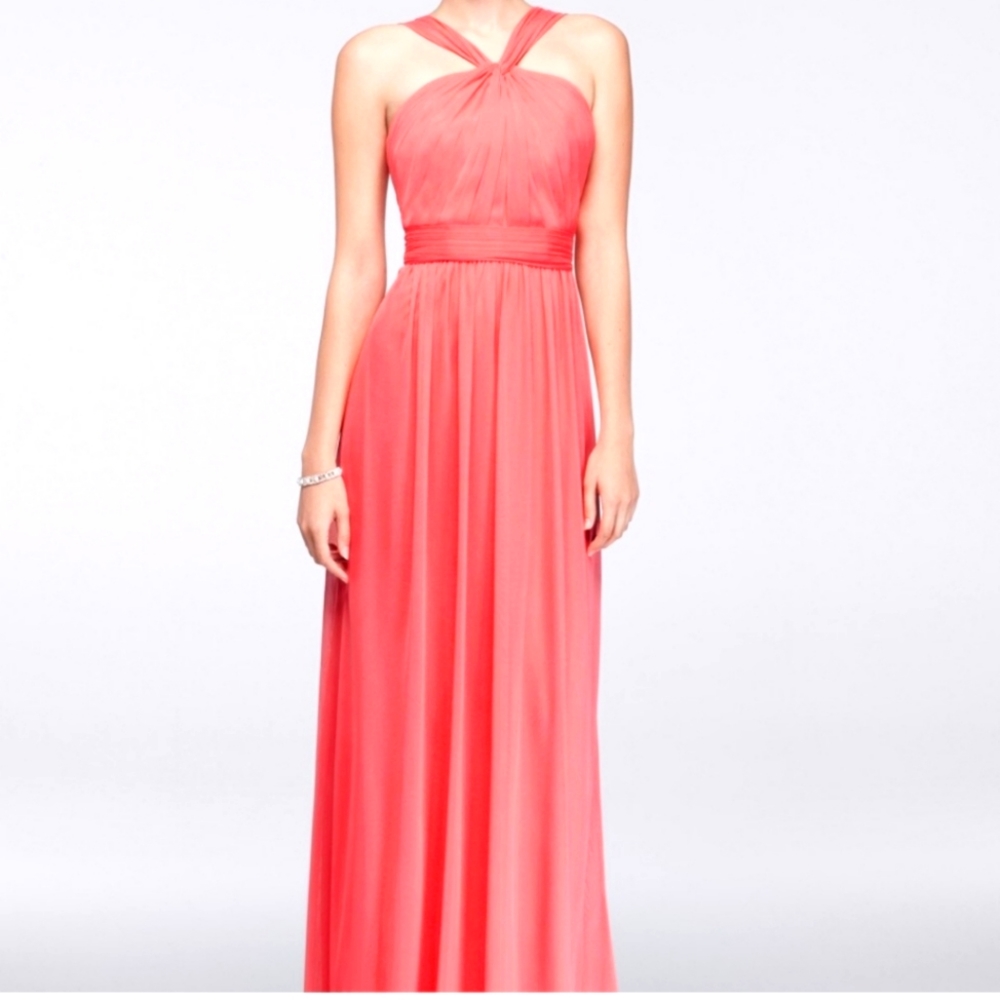 Davids Bridal Halter Guava dress